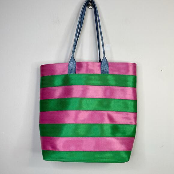 Harveys Handbags - Harveys Streamline Tote Seatbelt Bag Melonberry 2014 Pink Green Striped Large